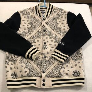 Snoop Dogg Adult Med. Black Cream Dogg Supply Snap Up Varsity Jacket Pls Read